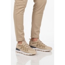 Walkway Bej Fileli Hafif Esnek Bağcıklı Erkek Spor Ayakkabı BST-650 M