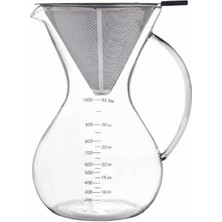 PremiumPort Paslanmaz Çelik Filtreli Cam Kahve Demleme 1000 ml