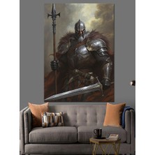 Tablomega Zırhlı Şövalye Savaşçı Resmi Dekoratif Kanvas - Mdf Ahşap Tablo