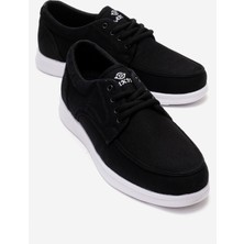 Ccway Saraçlı Keten Erkek Ayakkabı Siyah Beyaz