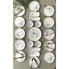 UltraMint 12 Kişilik Mavi Çiğdem Blue Kahvaltı Seti, Şık 21 Parça