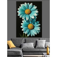 Tablomega Canlı Mavi Papatya Çiçekleri Dekoratif Kanvas - Mdf Ahşap Tablo