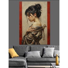 Karizma Tablo Retro Tarzı Güzel Genç Kadın Dekoratif Kanvas - Mdf Ahşap Tablo