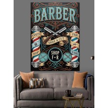 Artmeg Berber Dükkanı Vintage Tabela Dekoratif Kanvas - Mdf Ahşap Tablo