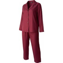 Mjamass Bordo Dokulu Saten Pijama Takımı