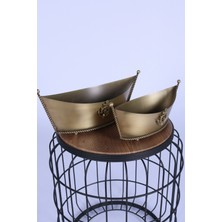 Yapay Çiçek Sitesi Metal Dekoratif Çiçeklik Sunumluk Kayıt Model 2li Set Bronz