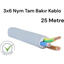 Kablo Türk 3x6 Nym Tam Bakır Kablo 25 Metre