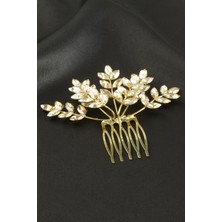 Nacario Yaprak Kristal Taşlı Taraklı Yan Toka