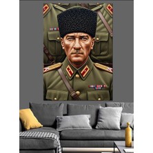 Artmeg Atatürk Askeri Üniforma Portre Dekoratif Kanvas - Mdf Ahşap Tablo