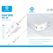 Nonni Gan Teknoloji 36W Pd Şarj Aleti Type-C To Type-C Arbaks ARB-016 Beyaz