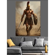 Tablomega Kalkan Kılıçlı Antik Savaşçı Dekoratif Kanvas - Mdf Ahşap Tablo