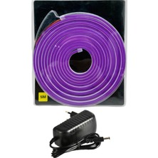 Powerr Led Aydınlatma 5 Metre 12 Volt 6X12 mm Esnek Mor Neon LED  3A Plastik Adaptör Set