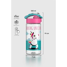 Renga Saga Unicorn Desenli 500 ml Tritan Çocuk Matara 912014 Pembe-Turkuaz