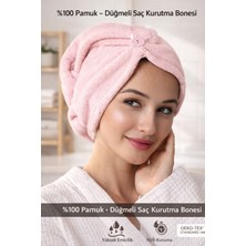 %100 Pamuk Ithal Koku Yapmaz Saç Kurutma Bonesi [ Düğmeli ve Lastikli Havlu Bone ]
