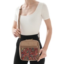 Missbag Iran Işi El Yapımı Etnik Desenli Sütlü Kahve Askılı Orta Boy Omuz Çantası