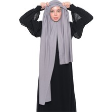 Altobeh Hazır Pratik Geçmeli Lüks Organik Düz Penye Şal Çapraz Hizalı-Gri