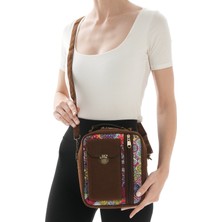 Missbag Iran Işi El Yapımı Etnik Desenli Süet Kahve Bohem Askılı Omuz Çantası