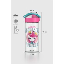 Renga Saga Desenli 500 ml Tritan Çocuk Matara 912014 Pembe-Turkuaz