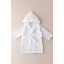 Barine Waffle Pike Dokulu Bebek / Çocuk Bornozu Beyaz