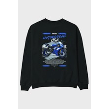 Ankhises Motosiklet Serisi 32 Arka Baskılı Oversize Sweatshirt Erkek Kadın Unisex
