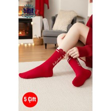 Hitit Socks Kadın 5 Çift Burun ve Taban Takviyeli Premium Sevgiliye Özel Parfümlü Çorap Kırmızı