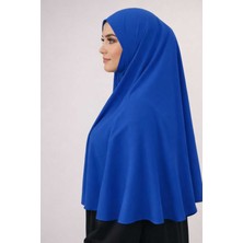 Moda Nokta Hazır Türban Peçeli Pratik Eşarp Tesettür Nikaplı Hijab - Namaz Örtüsü Sufle (3xl) - Saks Mavi