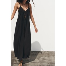 Kupakızı Kadın Uzun Siyah Elbise