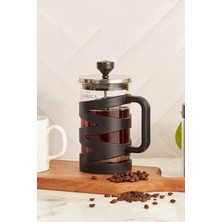 PremiumPort Şık 600 ml Siyah Borosilikat Cam French Press, Kahve ve Çay Keyfi