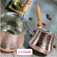 PremiumPort Büyük Boy Bakır Cezve 7-8 Kişilik, Kahve ve Sütlük, 9x9 cm