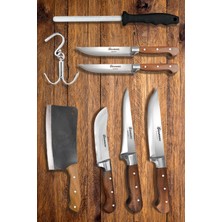 UltraMint Profesyonel Ahşap Kasap Bıçak Seti, Kurban ve Et Kesim Araçları