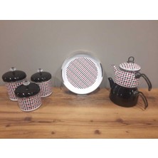 PremiumPort Şık Emaye Çay Seti, Çaydanlık, Tepsi ve Baharatlık Kombinasyonu