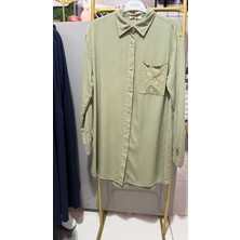 My Magazin Yeşil Tensel Kumaş Gömlek