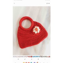 Lal Dizayn Örgü Mini El Çanta - El Yapımı - Bohem Kadın El Çanta