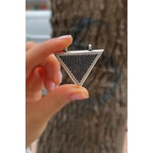 Erer Gümüş Gümüş 4 cm x 4,5 cm Siyah Taşlı Muskalık Dua Kabı