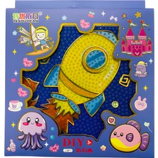 Elegantshop 5d Yapışan Boncuk Goblen Mozaik Tablo Pano 15*15 cm Uzay Gemisi