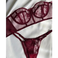 Hama Love Kadın Bordo Dantelli Büstiyer Iç Çamaşır Takımı