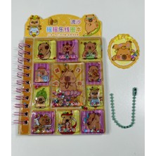 Sevimli Capybara 3'ü 1 Arada, 3D Sulu Kapak, Spiralli, 38 Yaprak Not ve Sticker DEFTERI(11X9CM)