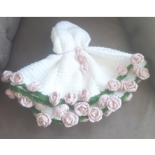 Megahan Pembe Gullu El Orgu Buket Şal Battanıye ,tığ Işi Sevgılıler Gunu,hedıye