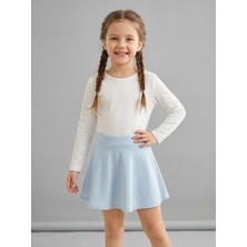 Merlot Kız Çocuk Buz Mavisi Pamuk Yıkamalı Kot Etek