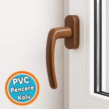 Nzb Pvc Pencere Kolu Pimapen Uyumlu Sağ-Sol Açılır Yedek Balkon Vidalı Plastik Kol Mekanizma Kahverengi