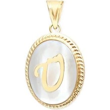 Hakan Mücevherat Ü Harfi Sedefli 14 Ayar Altın Kolye Ucu