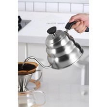 PremiumPort Paslanmaz Çelik Kahve Demleme Iriliği, 1200 Ml, 3. Nesil, Drip Kettle