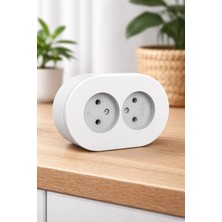 Eco Lounge Topraklı Ikili Sıva Üstü Priz – Kaliteli, Güvenli ve Şık Duvar Tipi Priz