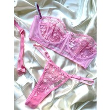 Hama Love Kadın Pembe Dantelli Büstiyer Iç Çamaşır Takımı