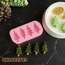Poyrish 1222 - Silikon Kalıp Mum Kalıbı - 4'lü Mini Çam Ağacı