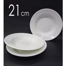 UltraMint 24 Adet Beyaz Melamin Çukur Yemek Tabağı 21CM, Ev ve Lokanta Kullanımı