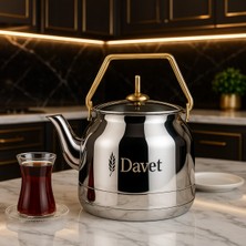 PremiumPort Paslanmaz Çelik Gold Kulp Demlik, Indüksiyon Taban, 3,5 Lt, Çay Bitki Çayı