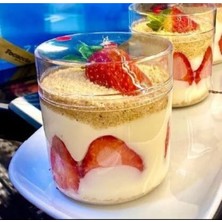 UltraMint Kristal Mika 300CC Plastik Kase Seti 100 Adet Kap ve Kapaklı, Tatlı ve Salata Sunumu