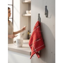 Renk Yapı Rüyası 2 Li Siyah Metal Yapşkanlı Askı Mutfak Banyo Çocuk Odası Için Kedi Figürlü Askı Askılık