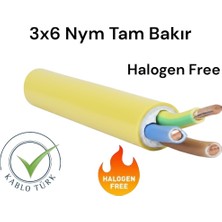 Kablo Türk 3x6 Nym Tam Bakır Halogen Free Kablo 1 Metre